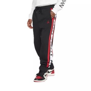 Jordan Black/Gym Red/White Air Jordan Fleece Joggers